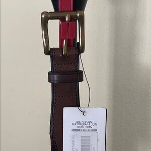 Ralph Lauren Tartan belt with leather accents